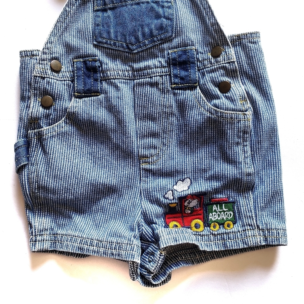 Vintage Denim Overalls Shorts Baby 6-9 Months - Picture 3 of 7